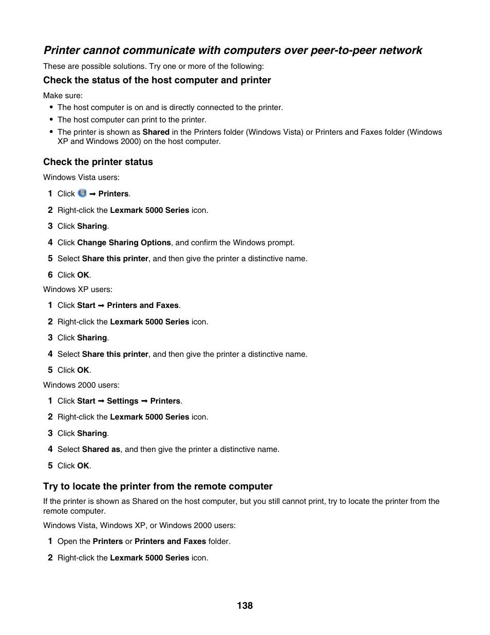 Lexmark 5000 Series User Manual | Page 138 / 171