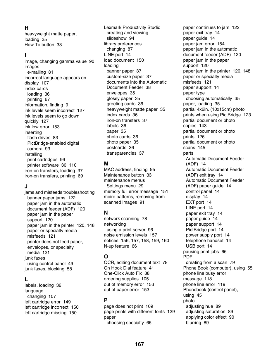 Lexmark 5000 Series User Manual | Page 167 / 171