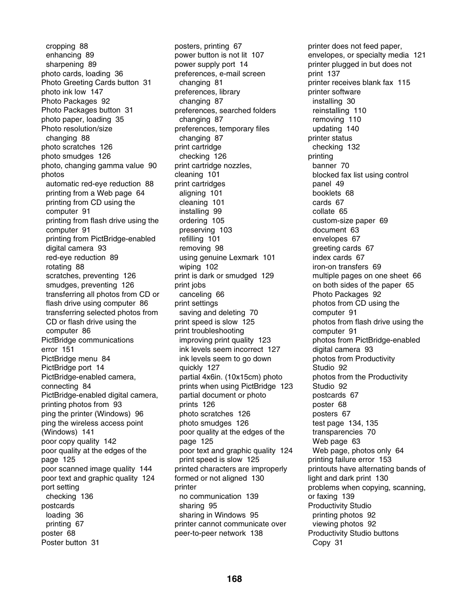 Lexmark 5000 Series User Manual | Page 168 / 171