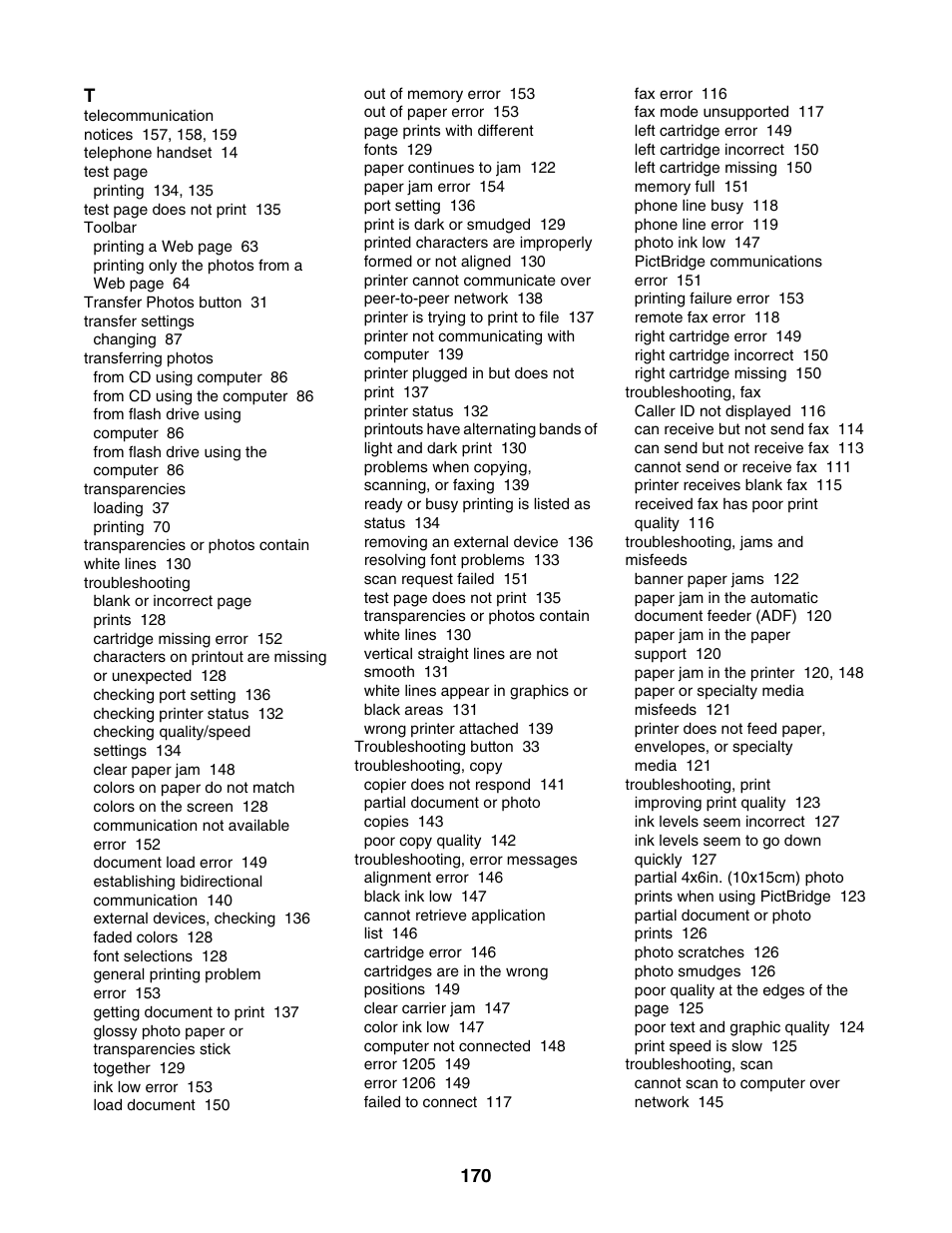 Lexmark 5000 Series User Manual | Page 170 / 171