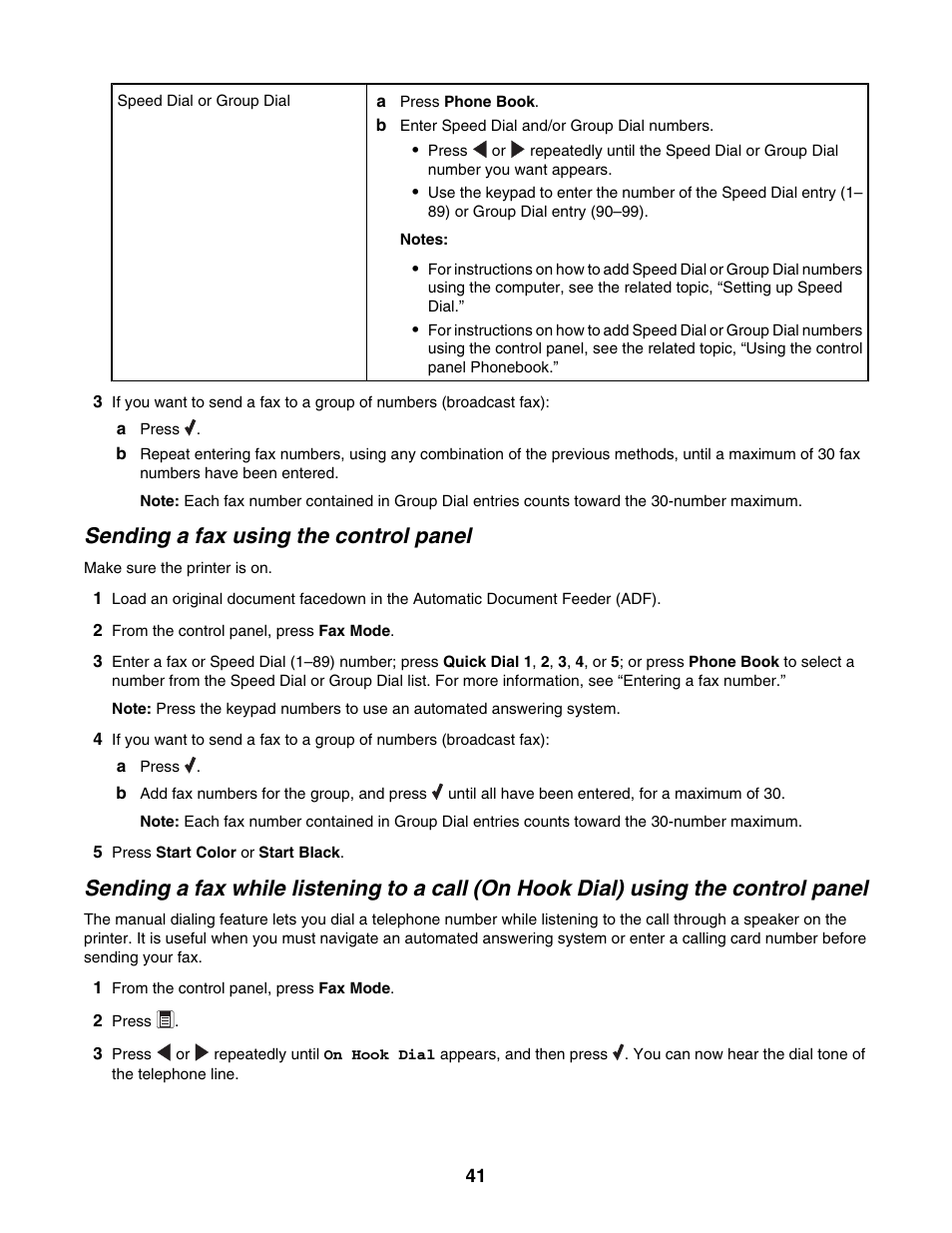 Sending a fax using the control panel | Lexmark 5000 Series User Manual | Page 41 / 171