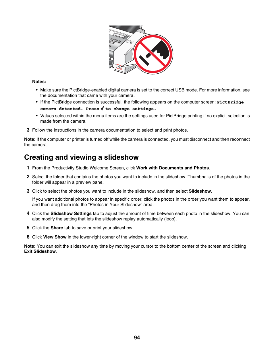 Creating and viewing a slideshow | Lexmark 5000 Series User Manual | Page 94 / 171