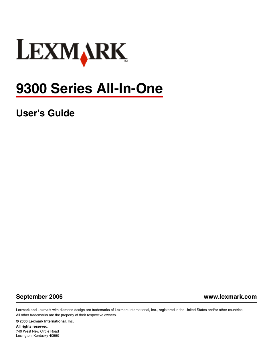 Lexmark 9300 Series User Manual | 198 pages