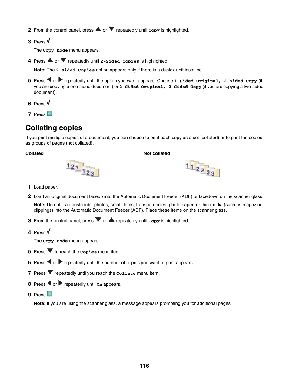 Collating copies | Lexmark 9300 Series User Manual | Page 116 / 198