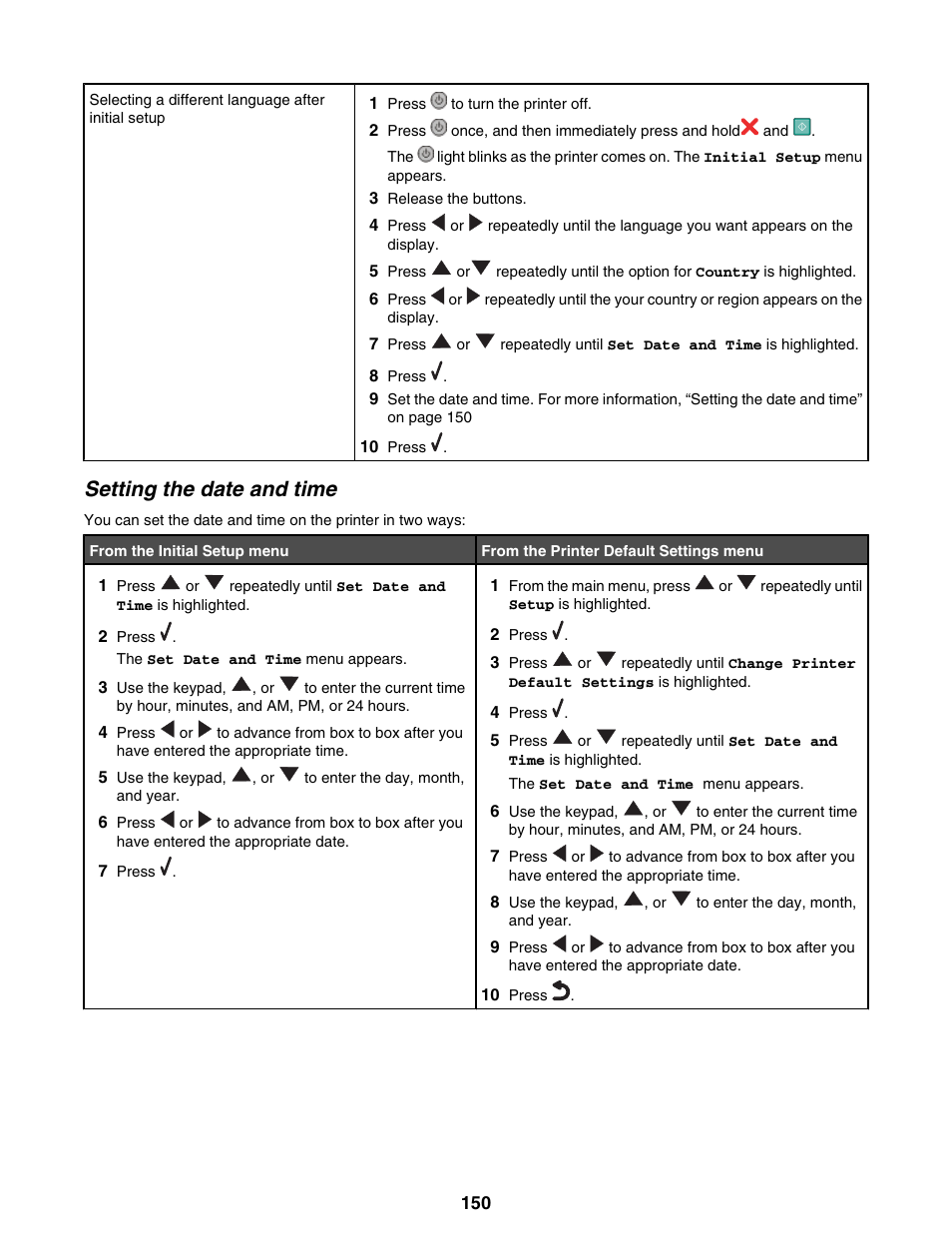 Setting the date and time | Lexmark 9300 Series User Manual | Page 150 / 198