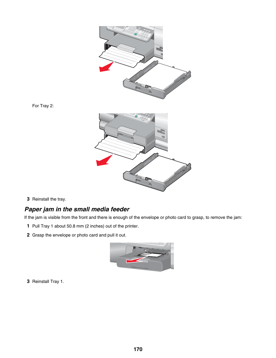 Paper jam in the small media feeder | Lexmark 9300 Series User Manual | Page 170 / 198