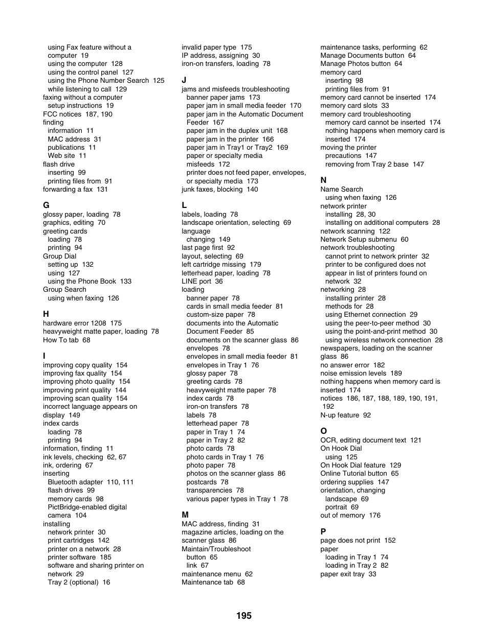 Lexmark 9300 Series User Manual | Page 195 / 198