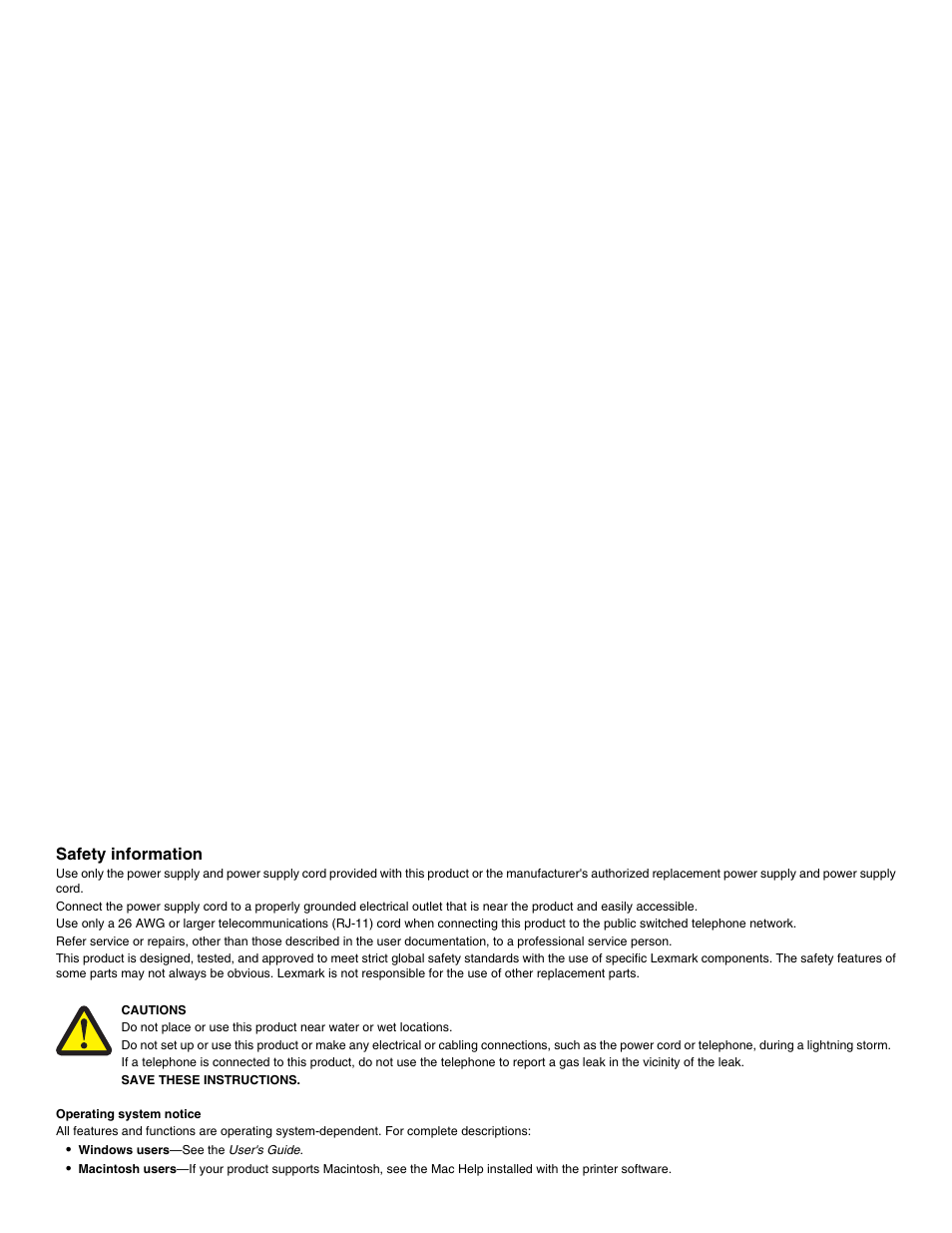 Safety information | Lexmark 9300 Series User Manual | Page 2 / 198