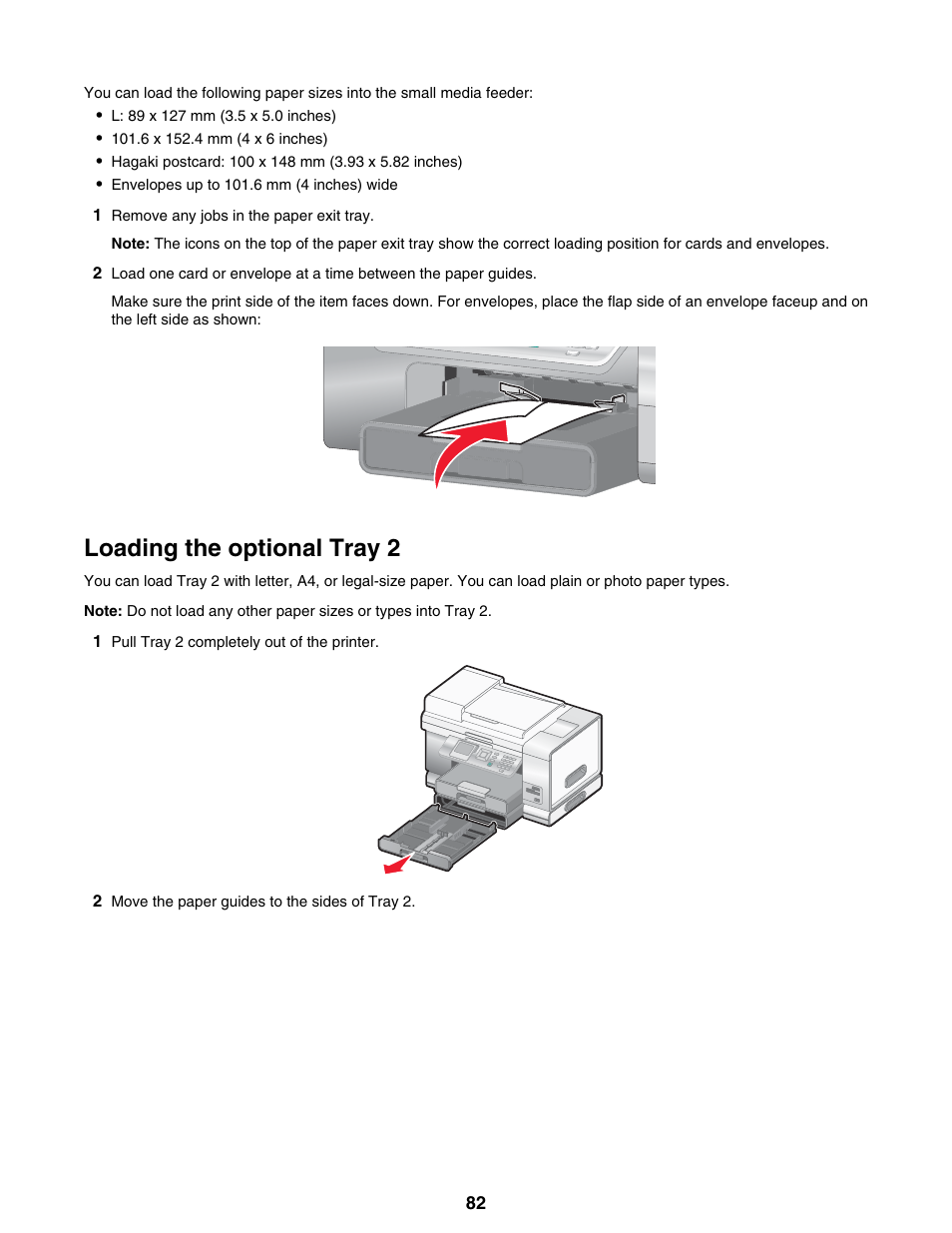 Loading the optional tray 2 | Lexmark 9300 Series User Manual | Page 82 / 198