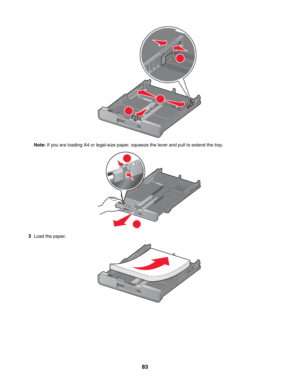 Load the paper | Lexmark 9300 Series User Manual | Page 83 / 198