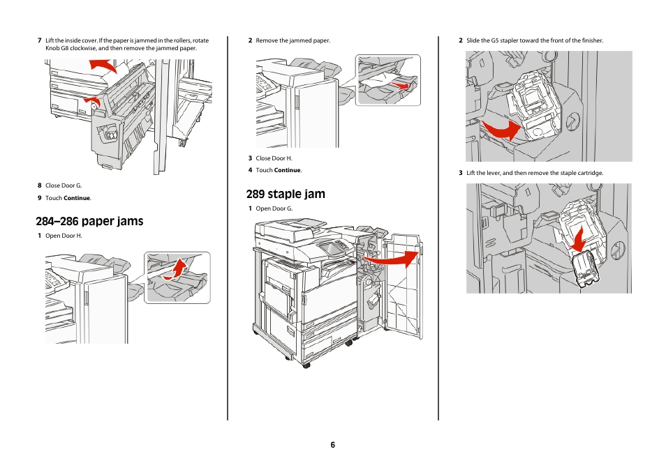 284–286 paper jams, 289 staple jam | Lexmark X945 User Manual | Page 6 / 8