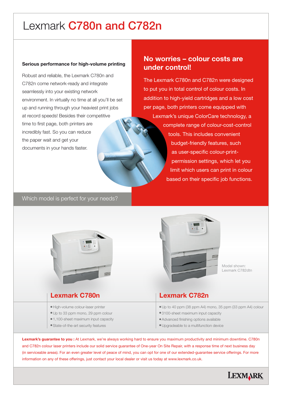 No worries – colour costs are under control, Lexmark c782n, Lexmark c780n | Which model is perfect for your needs | Lexmark C 780n User Manual | Page 3 / 5