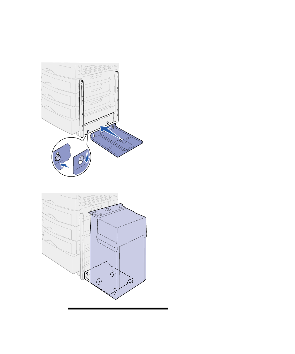 Attaching the guide rail andfeeder | Lexmark C 910 User Manual | Page 24 / 92