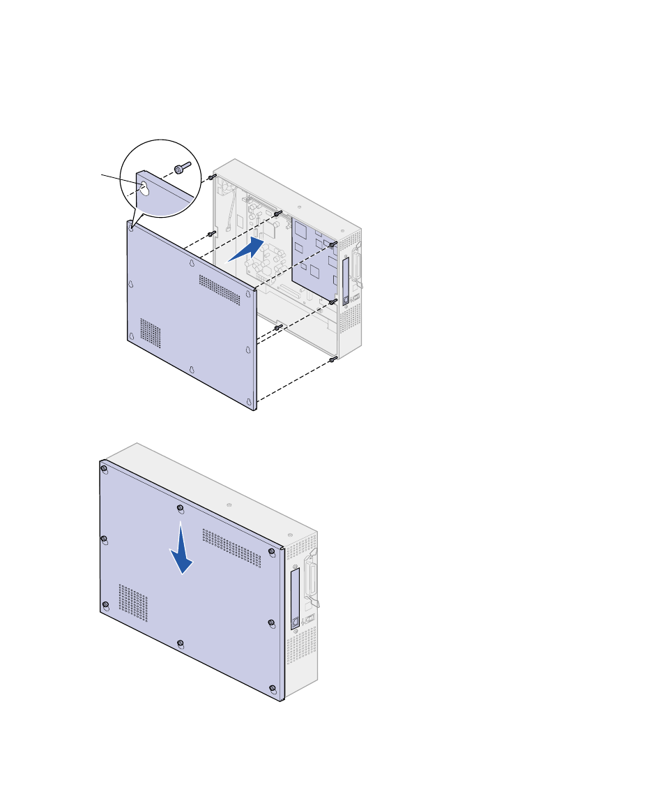 Reinstalling the system board access cover | Lexmark C 910 User Manual | Page 40 / 92