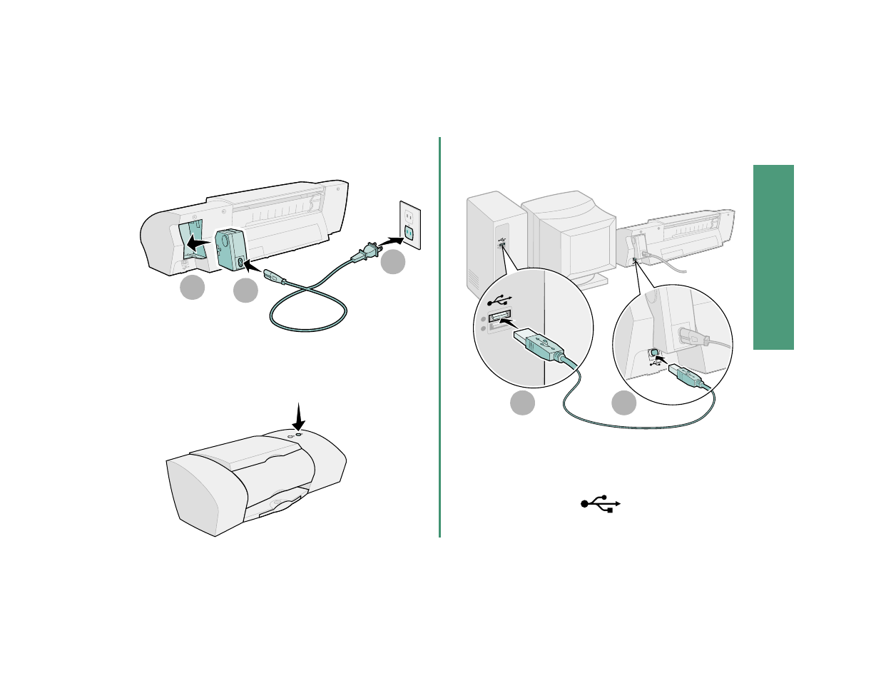 Step 3: connect the power supply, Step 4: connect the usb cable, Step 3 | Step 4, Connect the power supply, Connect the usb cable | Lexmark Z35 User Manual | Page 5 / 24