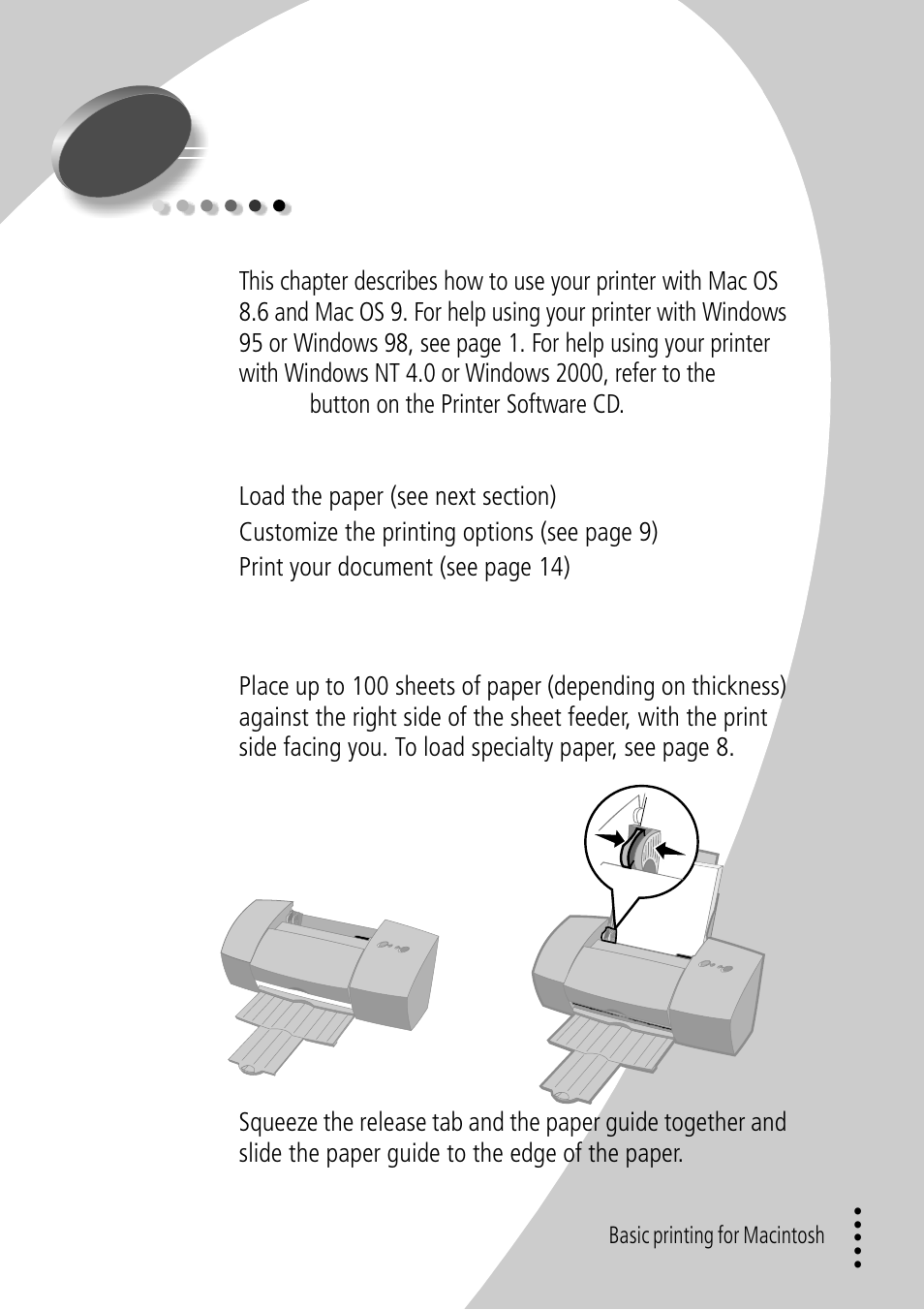Basic printing for macintosh, Step 1: load the paper | Lexmark Z32 User Manual | Page 11 / 44