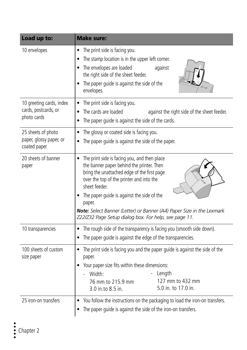 Loading specialty paper | Lexmark Z32 User Manual | Page 12 / 44