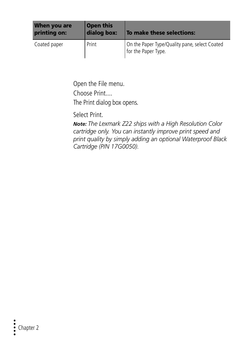 Step 3: print your document | Lexmark Z32 User Manual | Page 18 / 44