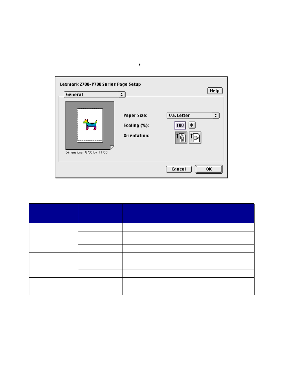 Page setup dialog box | Lexmark Z700 User Manual | Page 10 / 81
