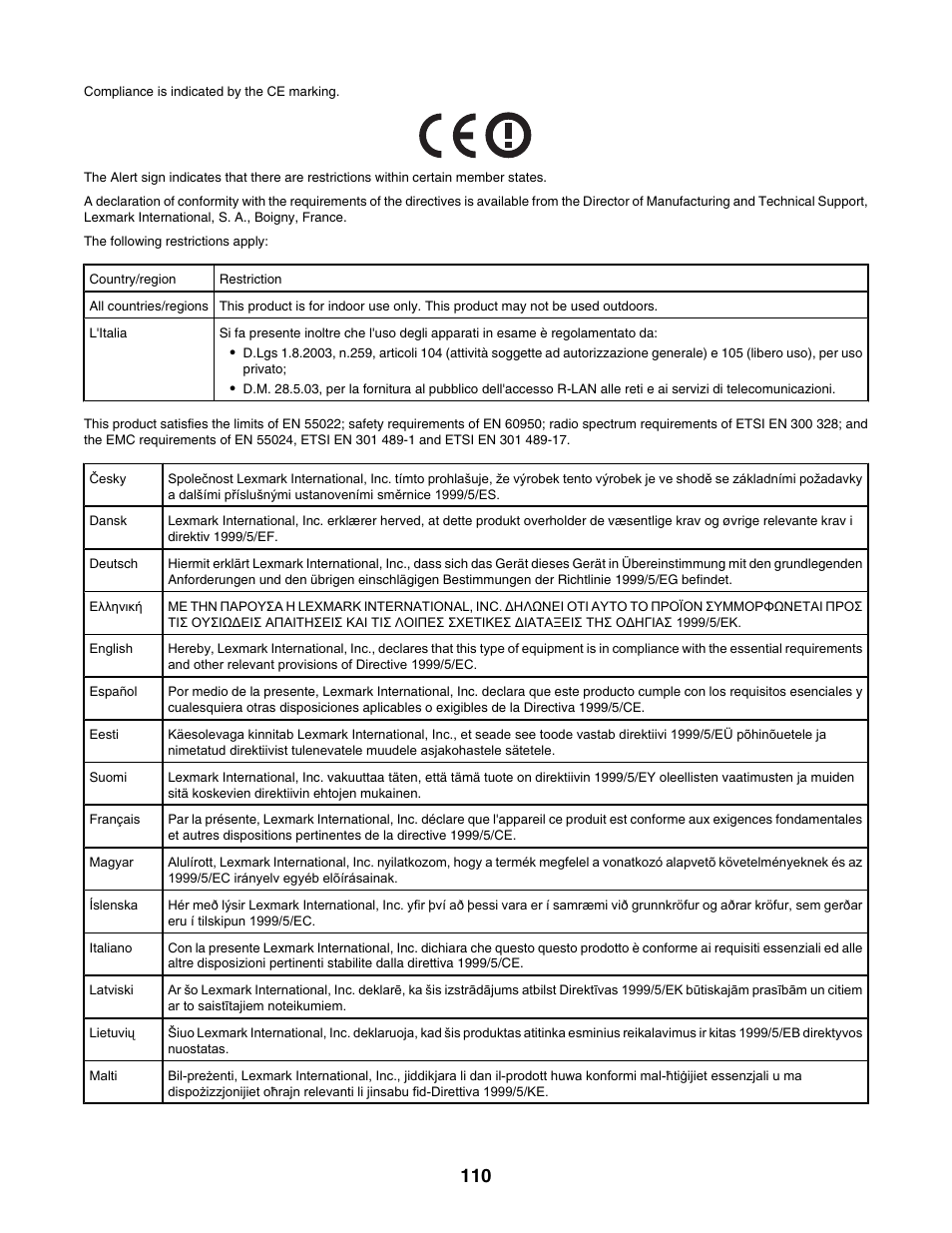 Lexmark 1500 Series User Manual | Page 110 / 124