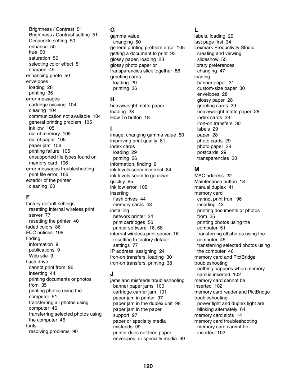 Lexmark 1500 Series User Manual | Page 120 / 124