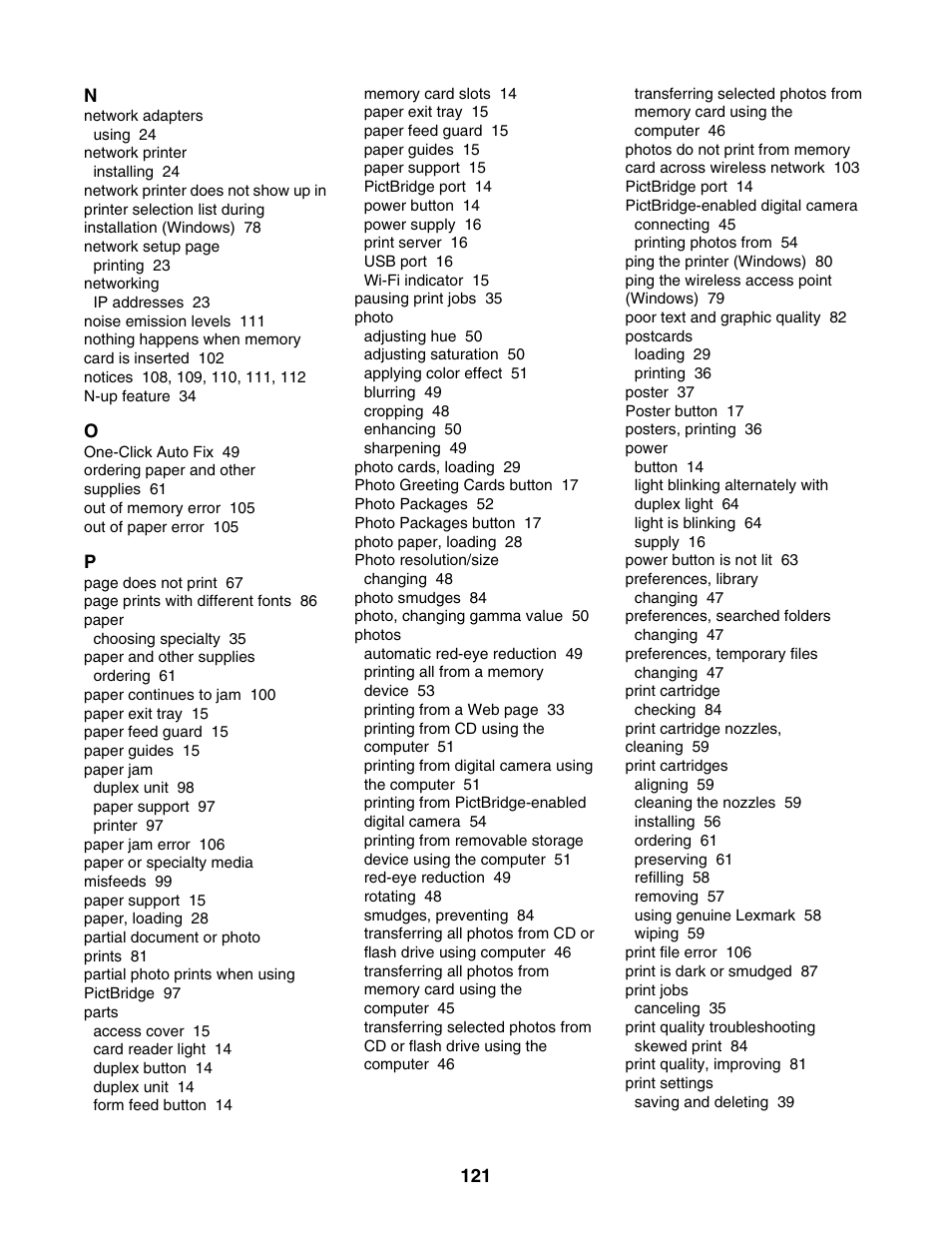 Lexmark 1500 Series User Manual | Page 121 / 124