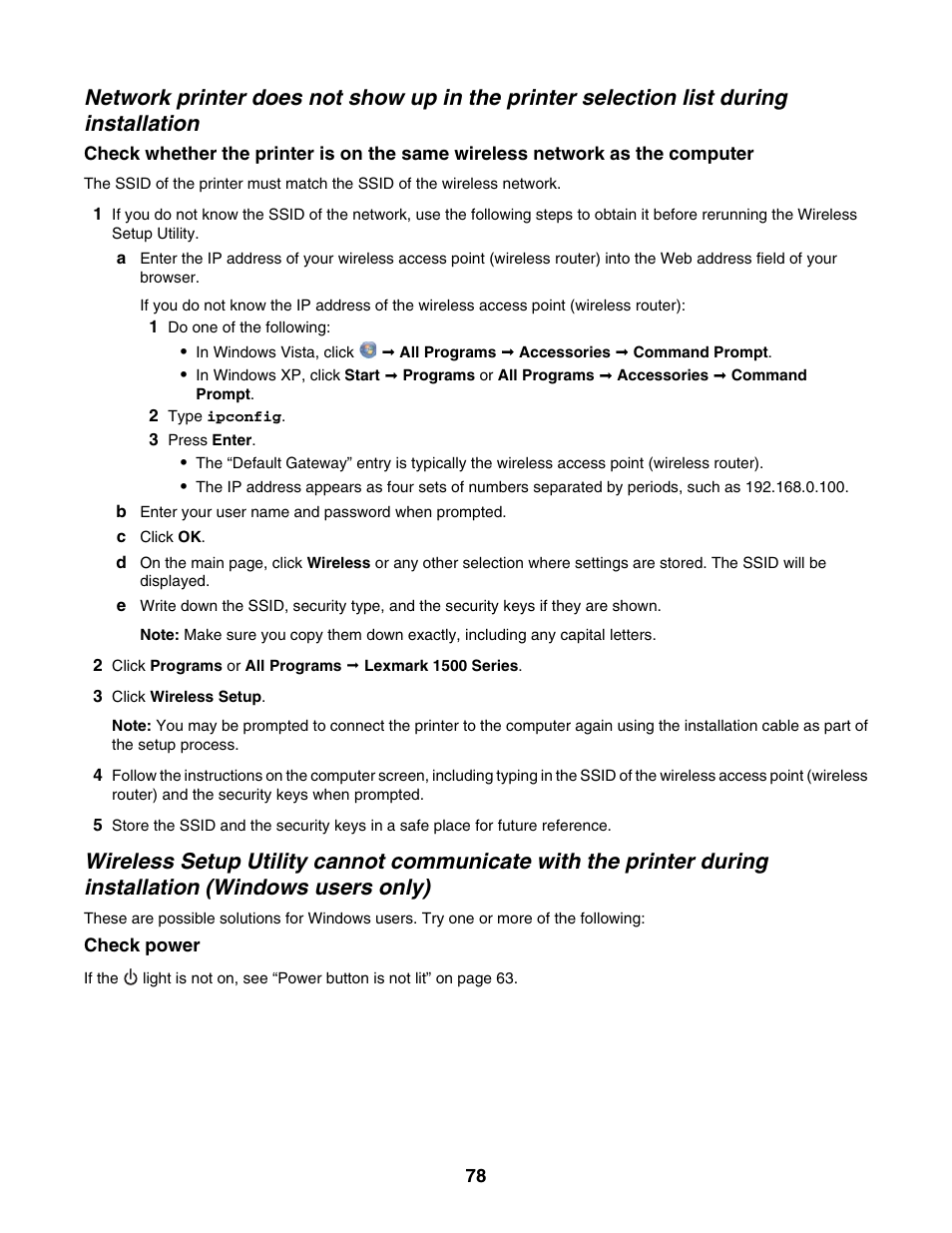 Only) | Lexmark 1500 Series User Manual | Page 78 / 124