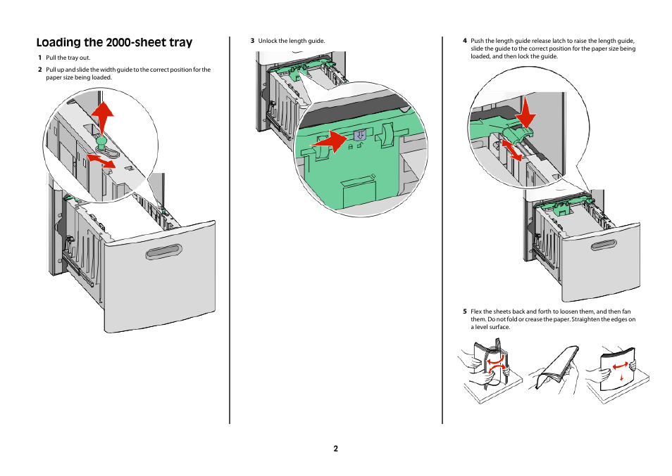 Loading the 2000-sheet tray | Lexmark T65X User Manual | Page 2 / 6