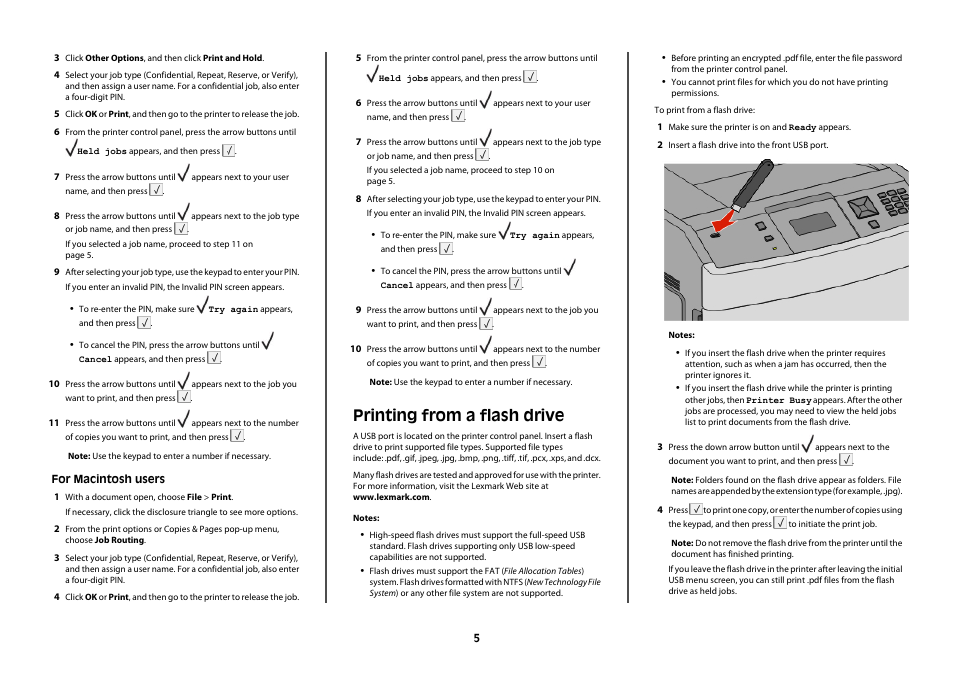 Printing from a flash drive | Lexmark T65X User Manual | Page 5 / 6