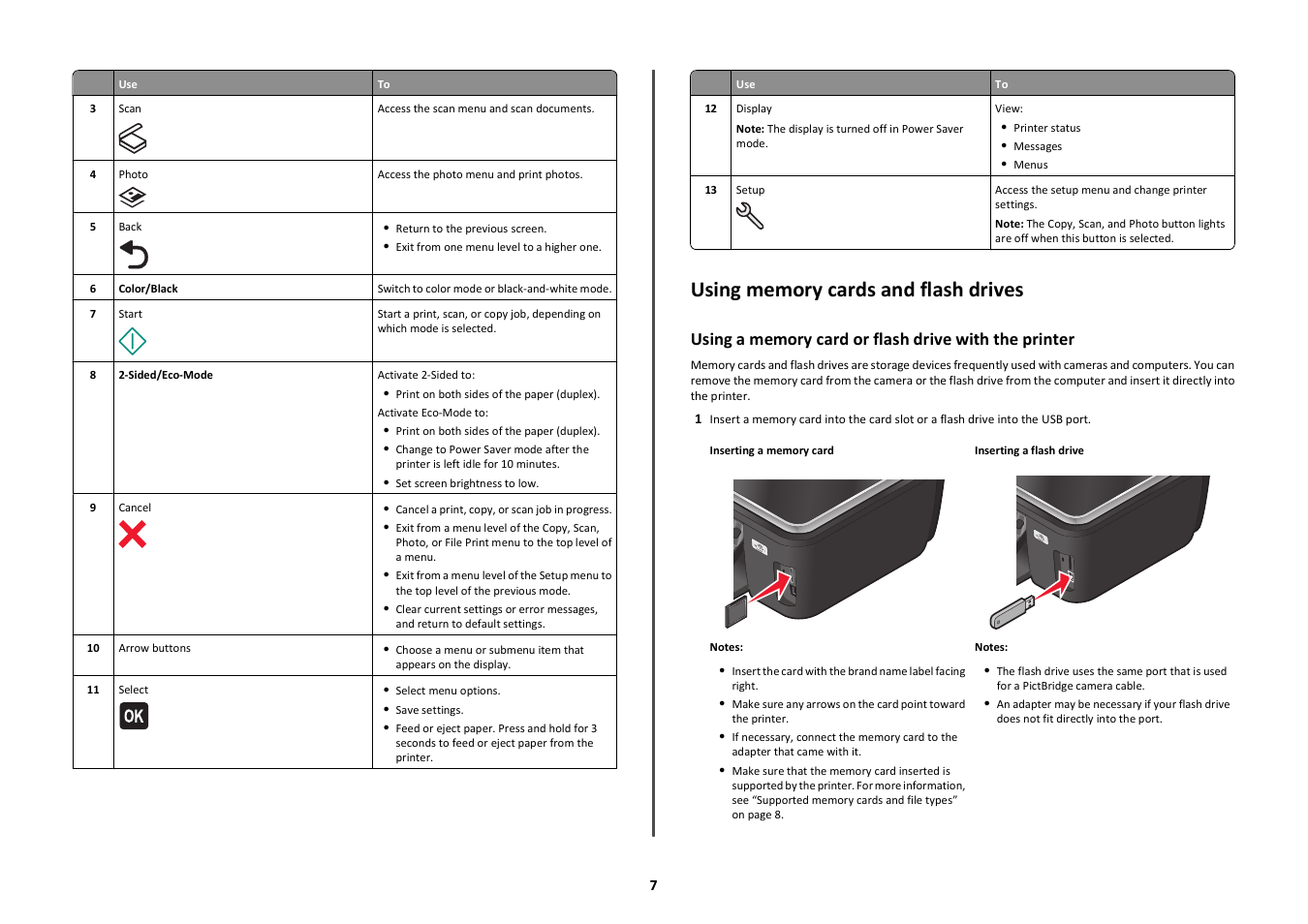 Using memory cards and flash drives | Lexmark Intuition S505 User Manual | Page 7 / 23