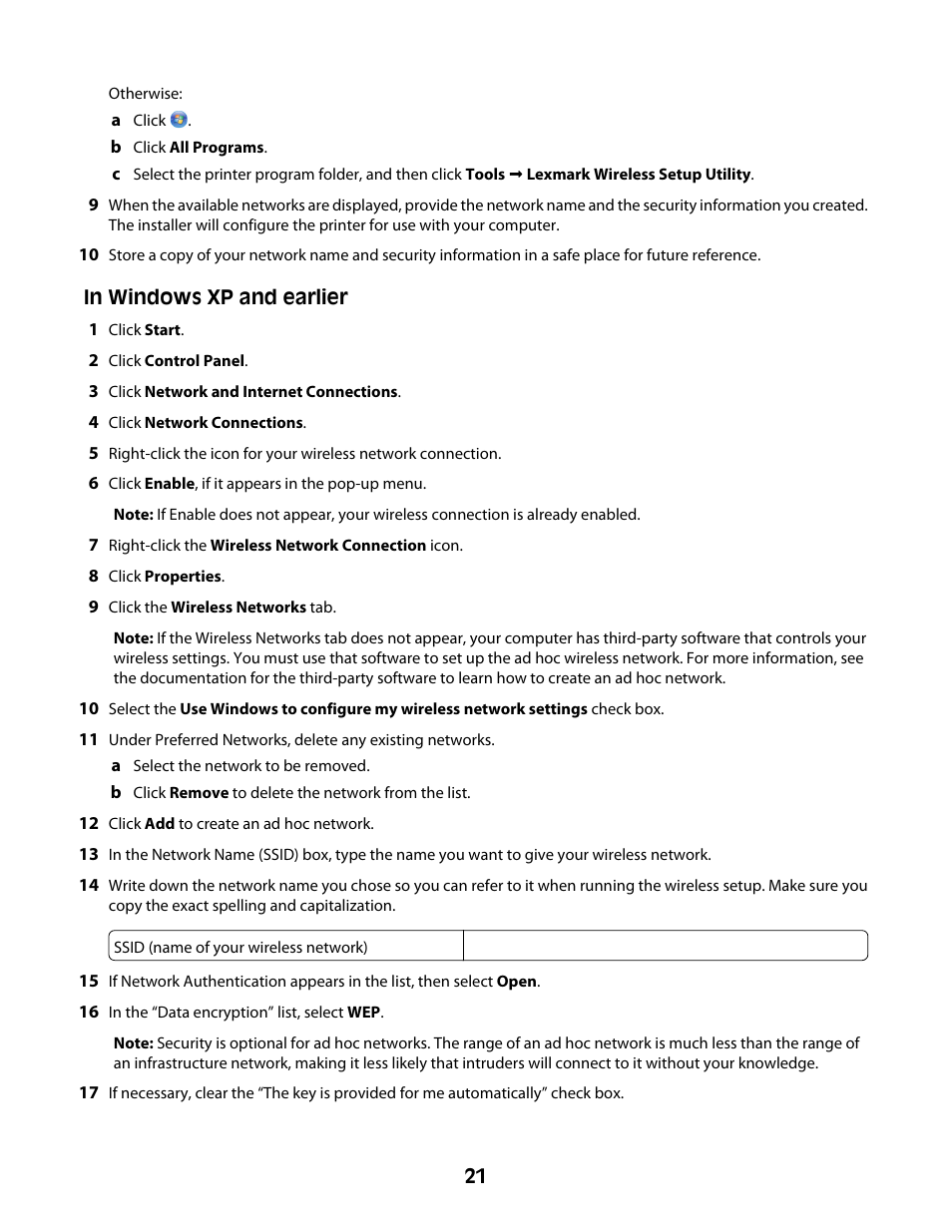 Lexmark Z2400 Series User Manual | Page 21 / 87