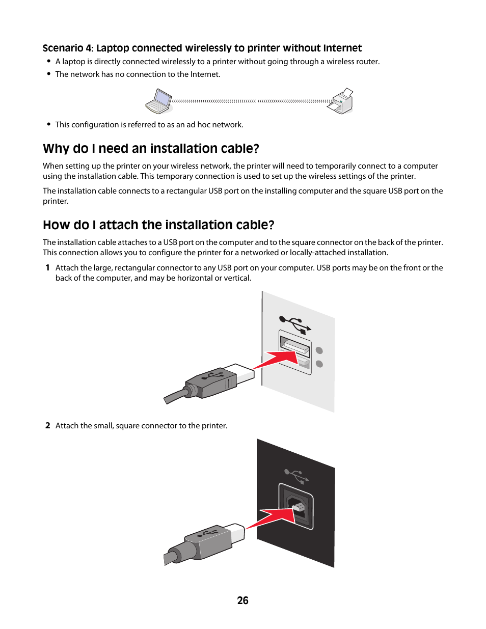 Why do i need an installation cable, How do i attach the installation cable | Lexmark Z2400 Series User Manual | Page 26 / 87
