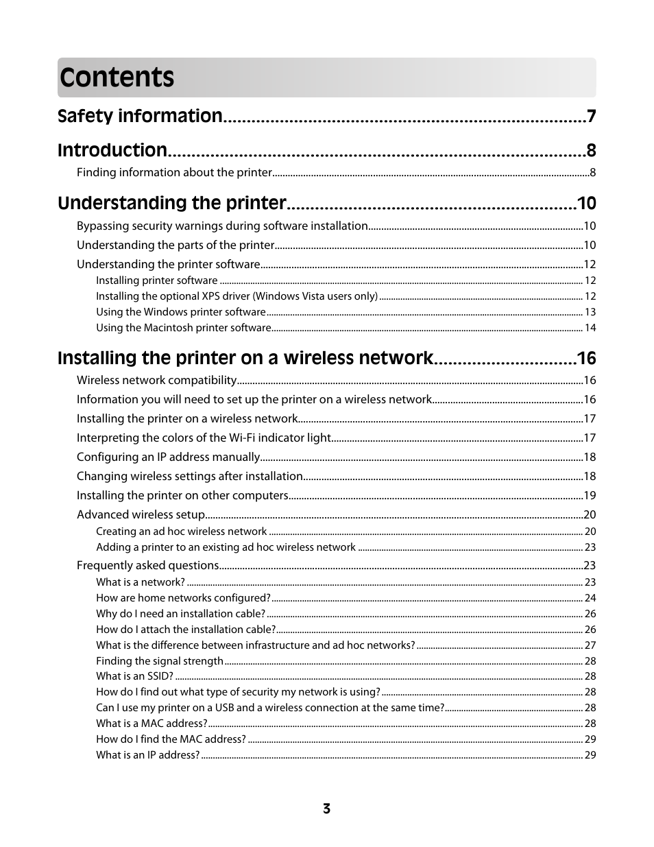 Lexmark Z2400 Series User Manual | Page 3 / 87