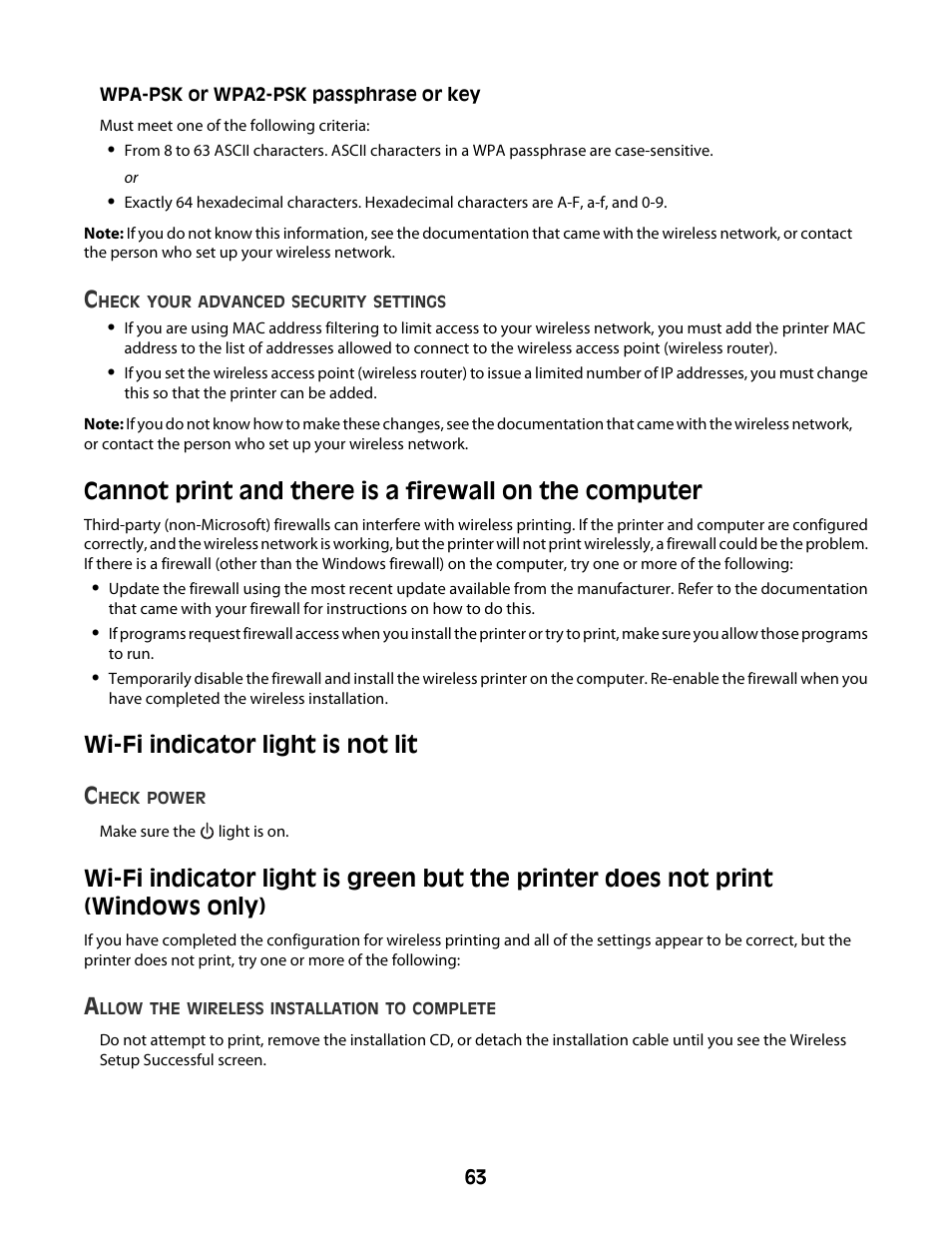 Wi-fi indicator light is not lit, Wi-fi indicator light is not lit c | Lexmark Z2400 Series User Manual | Page 63 / 87