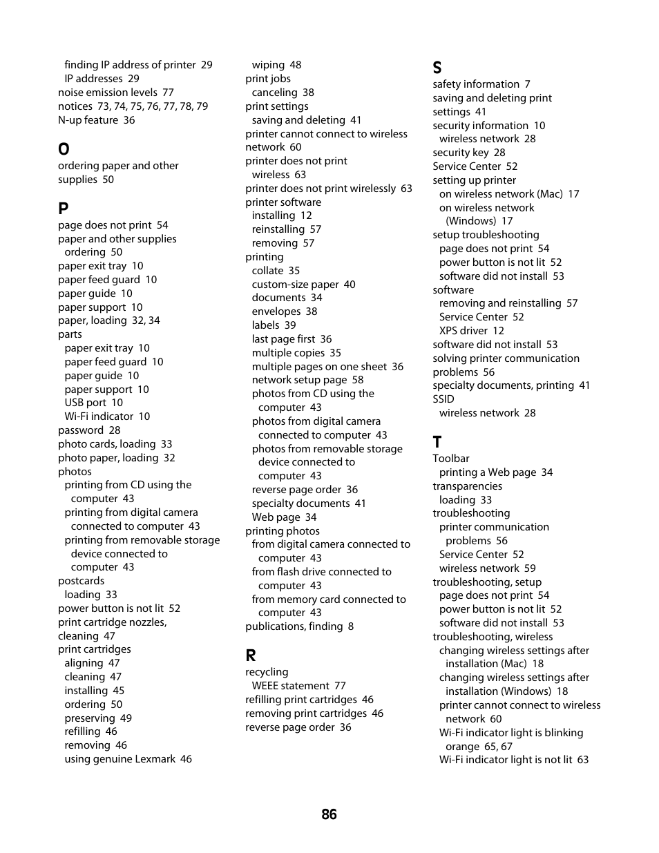 Lexmark Z2400 Series User Manual | Page 86 / 87