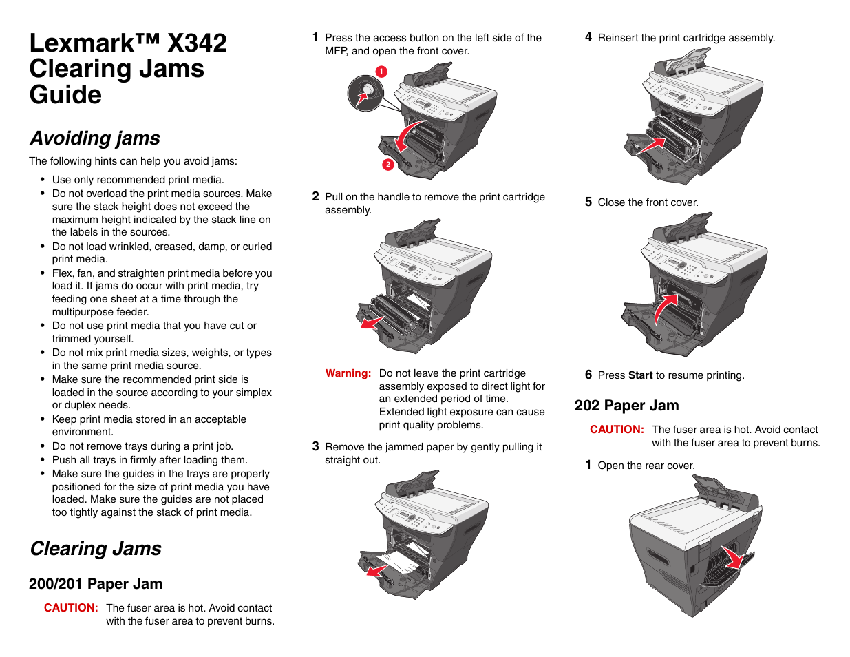 Lexmark X342 User Manual | 2 pages