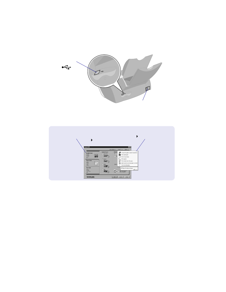 Using the software to select your printer settings | Lexmark Z65 User Manual | Page 5 / 32