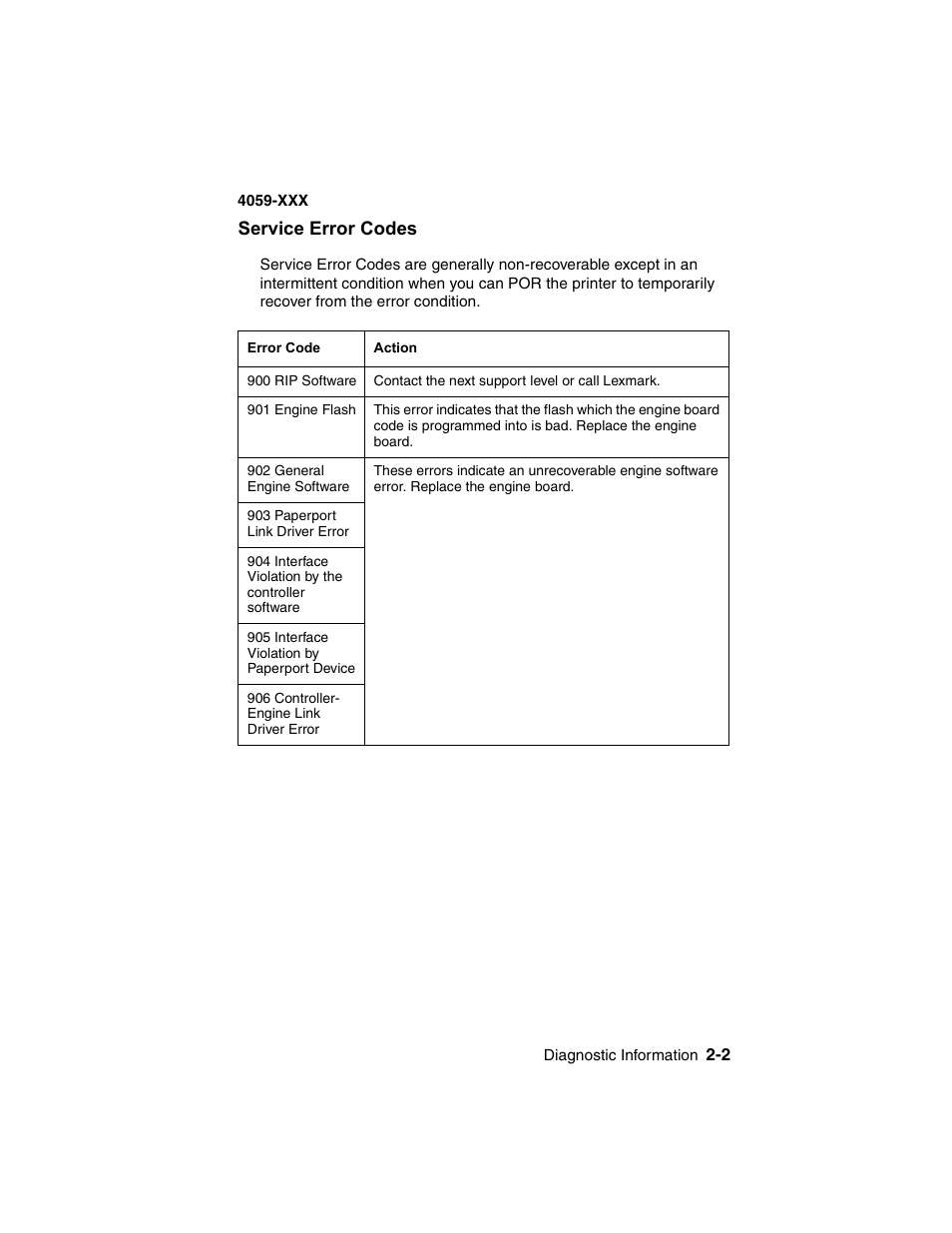 Service error codes, Service error codes -2, Service error codes” on | Lexmark 4059-XXX User Manual | Page 29 / 347