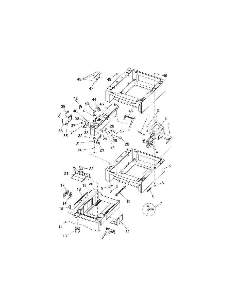 Assembly 17: 500/500 dual tray, Assembly 17: 500/500 dual tray -56 | Lexmark 4059-XXX User Manual | Page 308 / 347