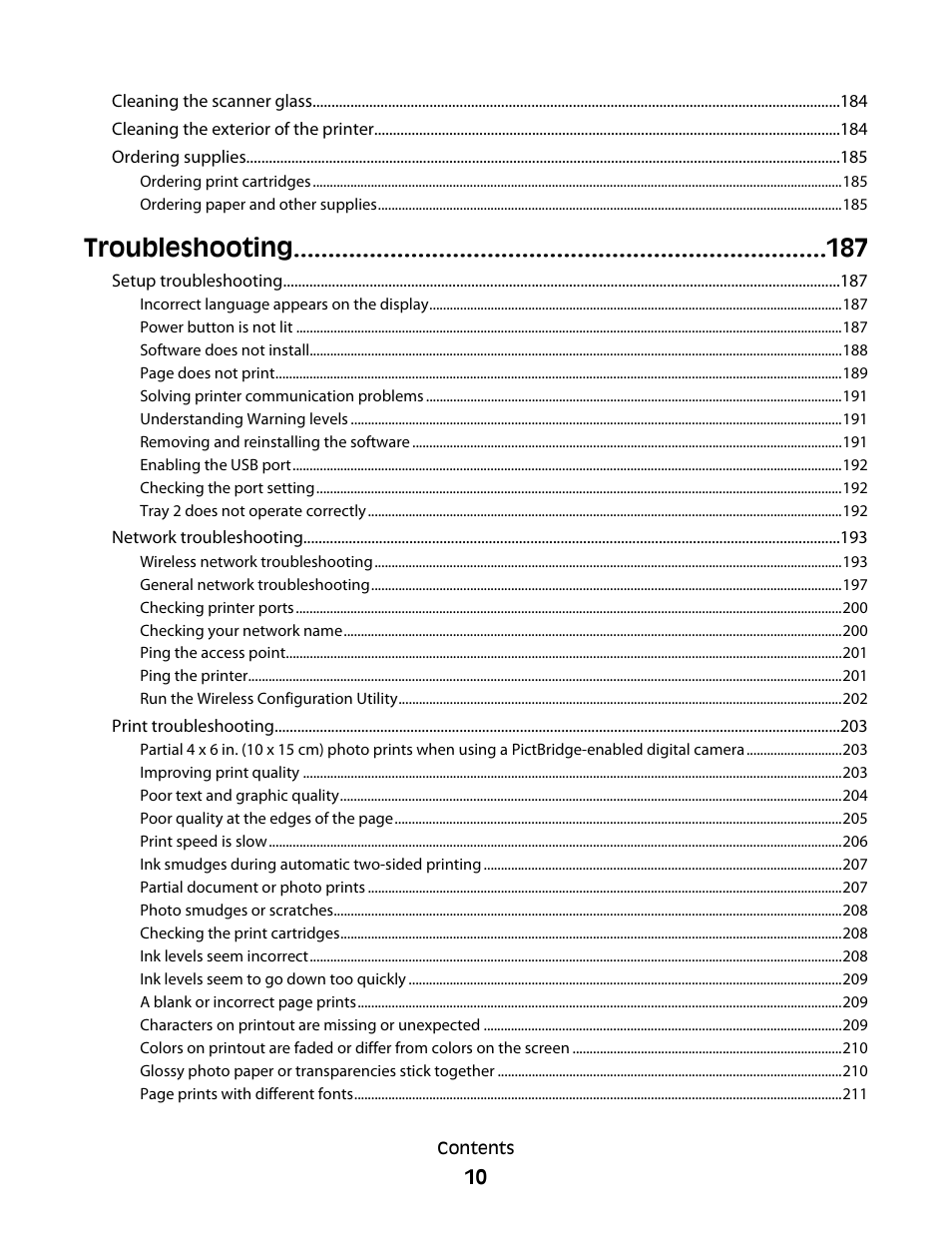 Troubleshooting | Lexmark 9500 Series User Manual | Page 10 / 290