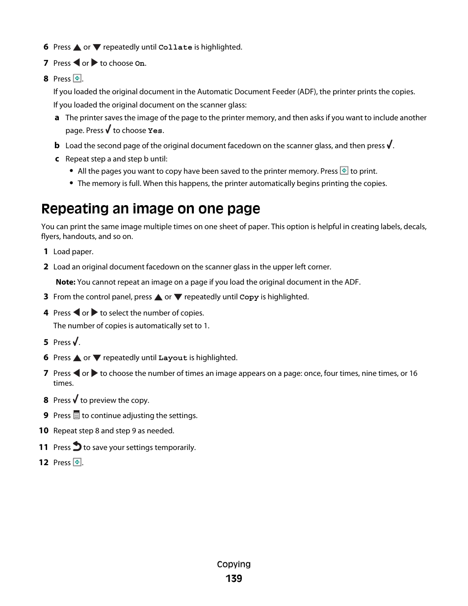 Repeating an image on one page | Lexmark 9500 Series User Manual | Page 139 / 290