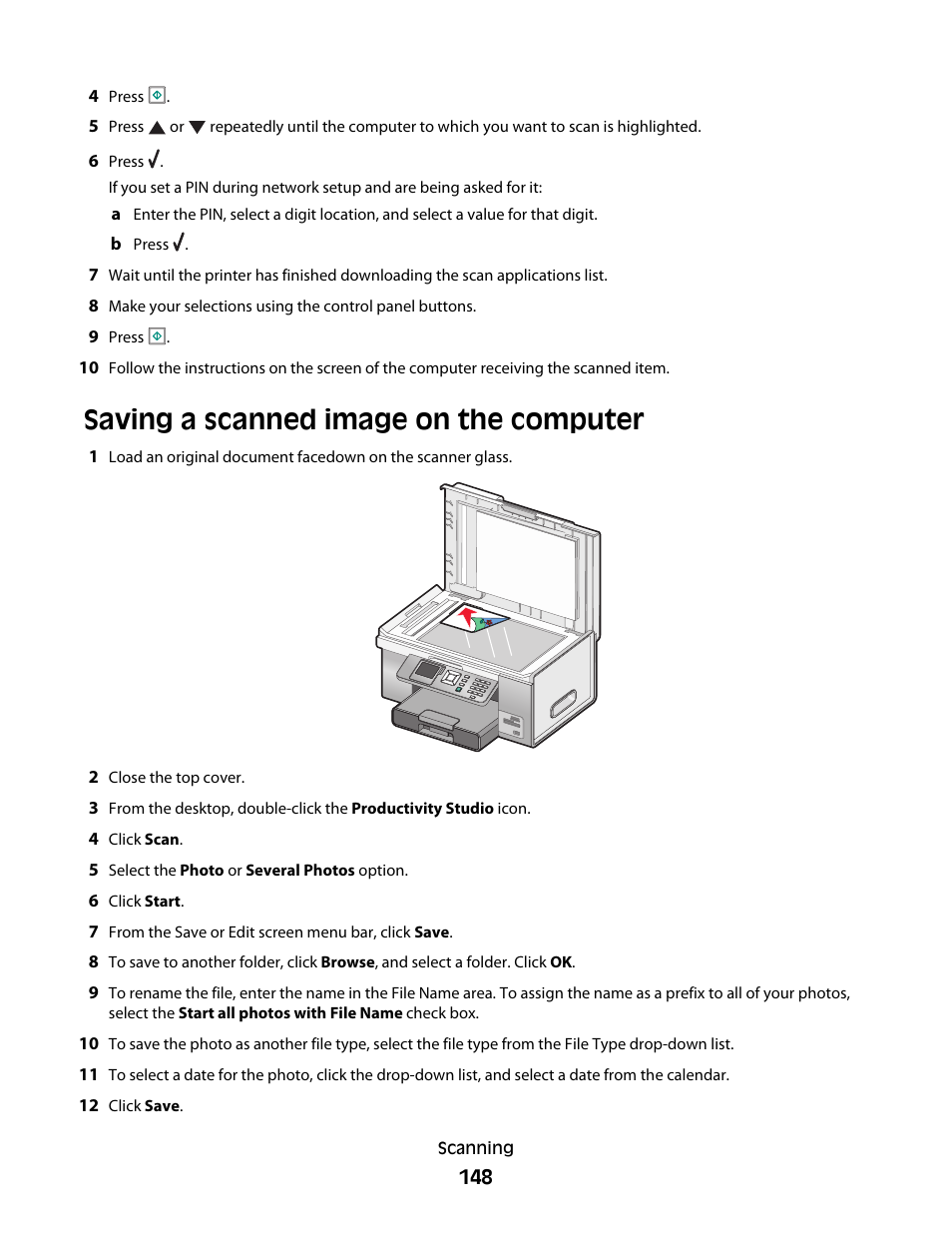 Saving a scanned image on the computer | Lexmark 9500 Series User Manual | Page 148 / 290