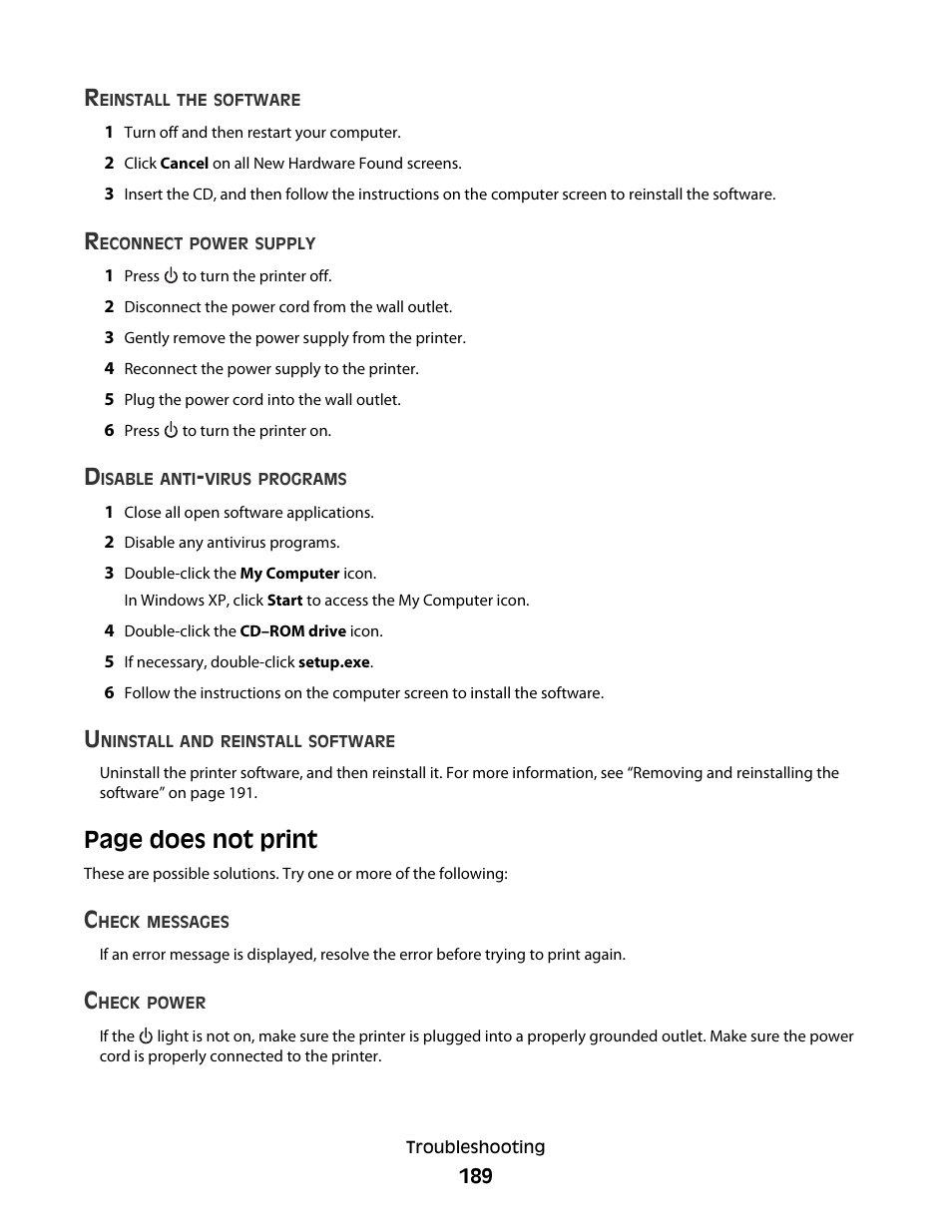 Page does not print | Lexmark 9500 Series User Manual | Page 189 / 290