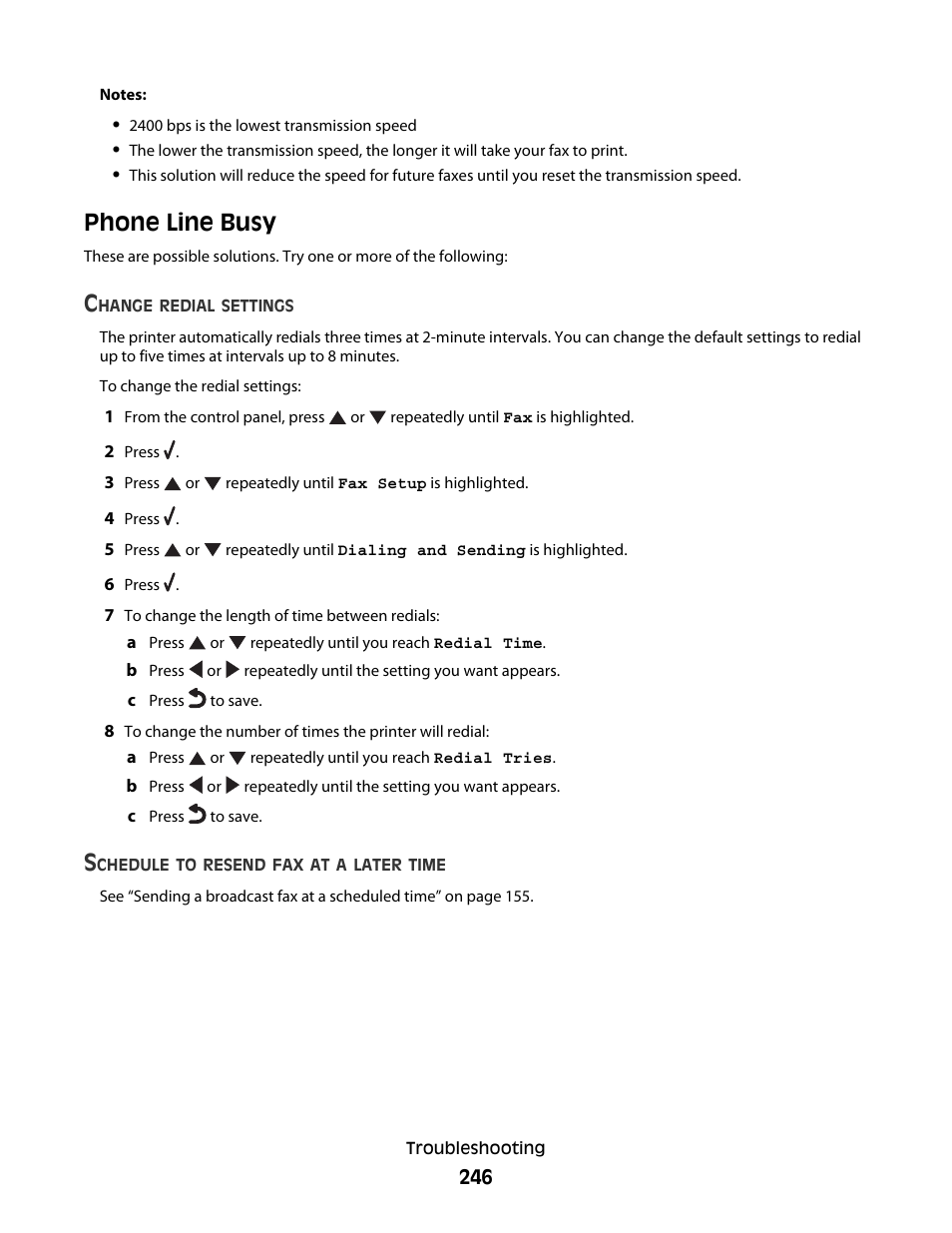 Phone line busy | Lexmark 9500 Series User Manual | Page 246 / 290