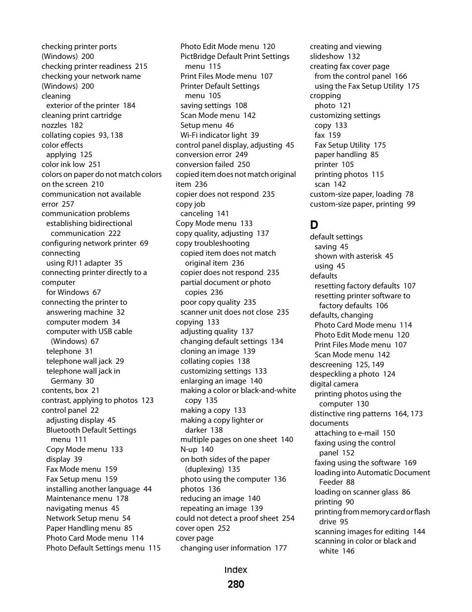 Lexmark 9500 Series User Manual | Page 280 / 290