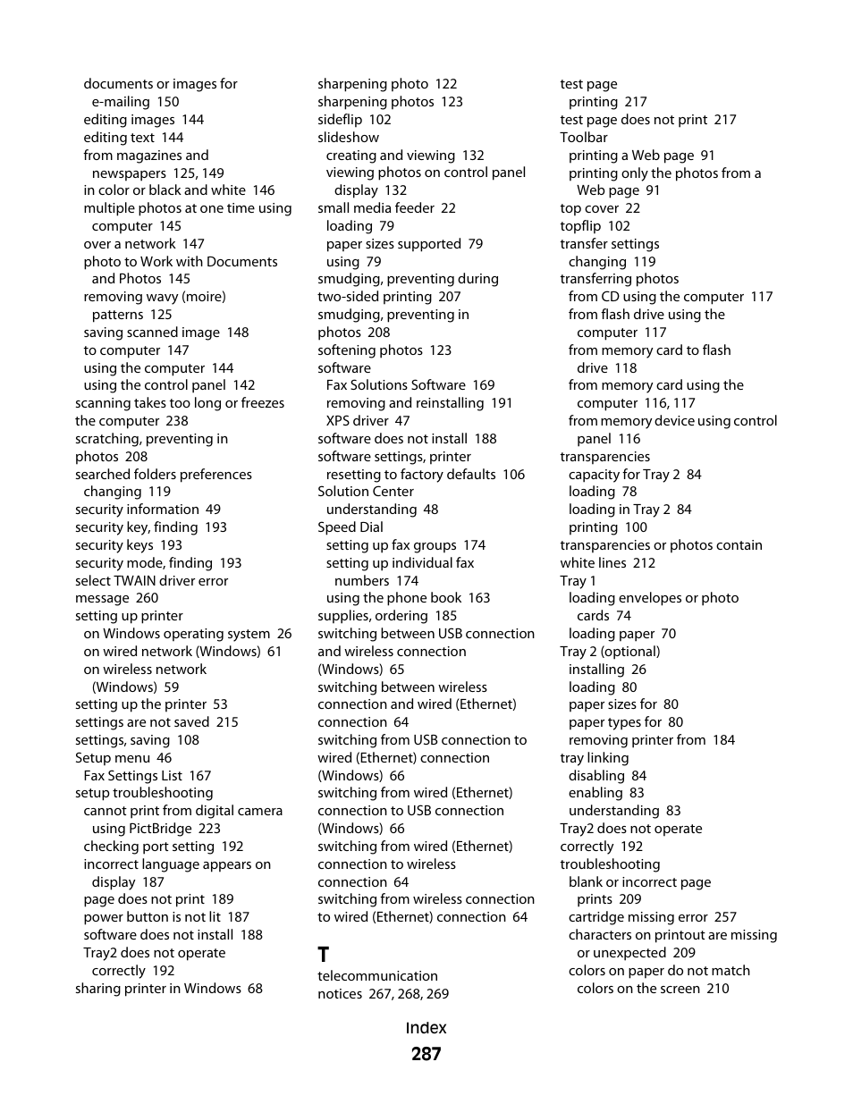 Lexmark 9500 Series User Manual | Page 287 / 290