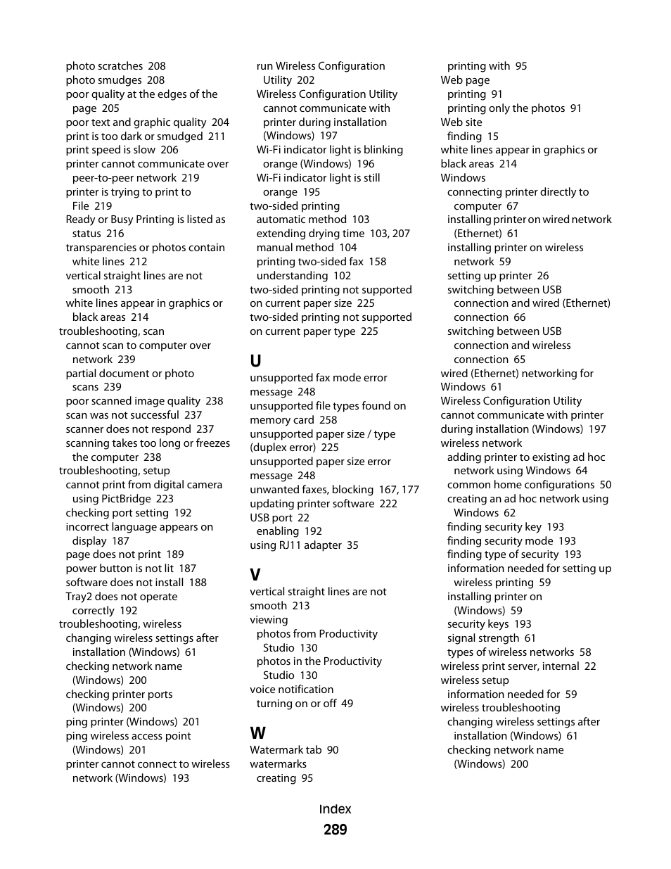 Lexmark 9500 Series User Manual | Page 289 / 290