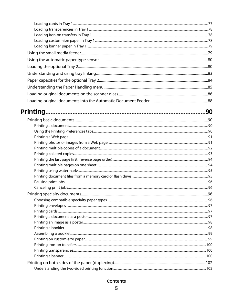 Printing | Lexmark 9500 Series User Manual | Page 5 / 290