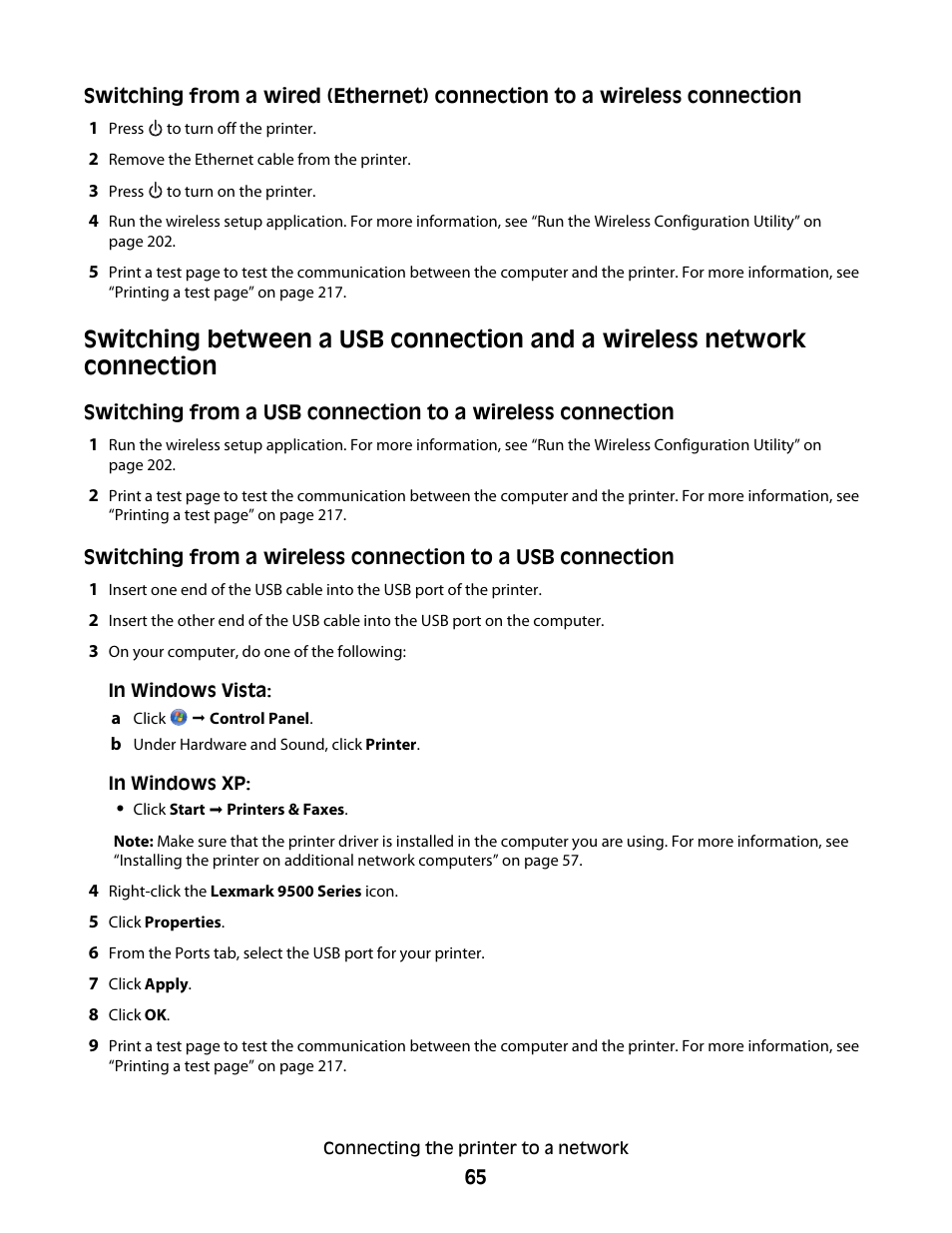 Lexmark 9500 Series User Manual | Page 65 / 290