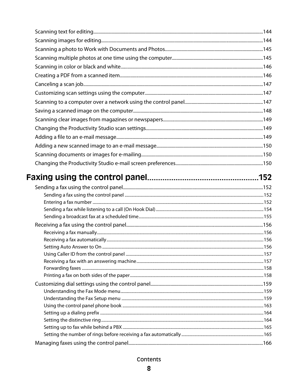 Faxing using the control panel | Lexmark 9500 Series User Manual | Page 8 / 290